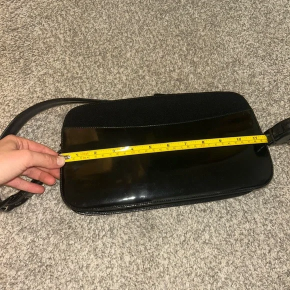 Prada Black Patent and Canvas Shoulder Clutch - Picture 2 of 6